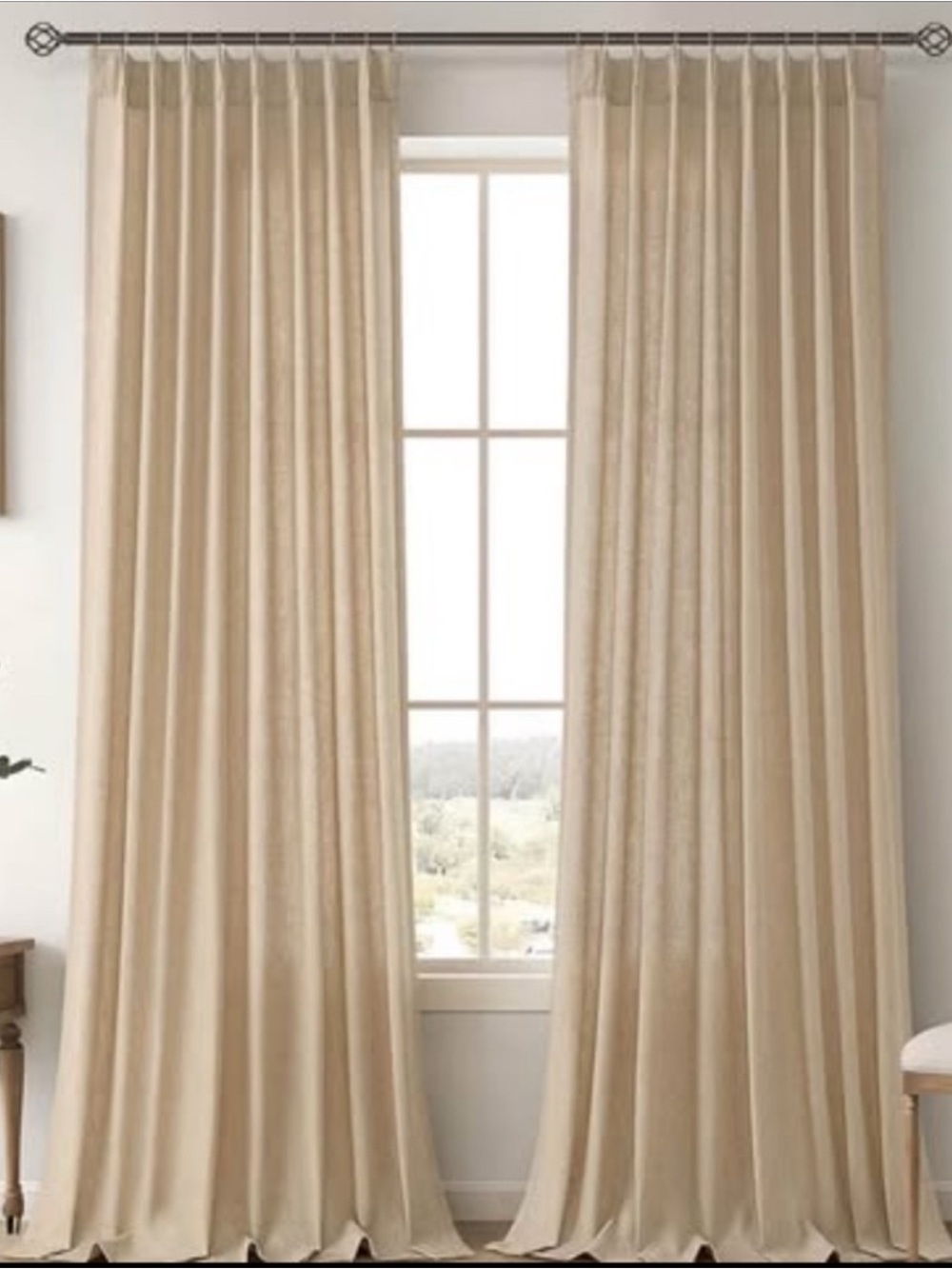 New tan linen long 50x120” curtains 2 panels